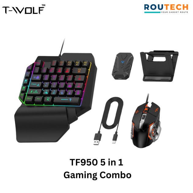 T-WOLF TF950 5 In 1 Wired Gaming Combo